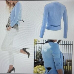 Cabi cut out periwinkle cardigan size L style # 5140